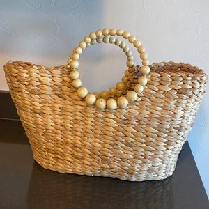 Large wicker beach tote